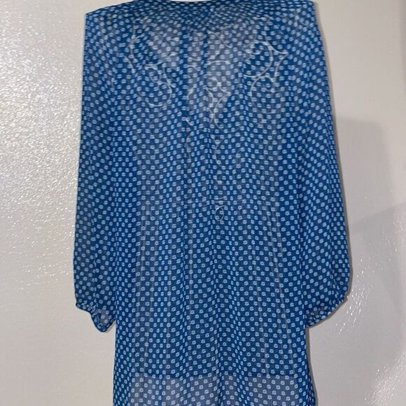 Womans Old Navy Top Size S P P Blue Print 100% Polyester - Picture 2 of 4